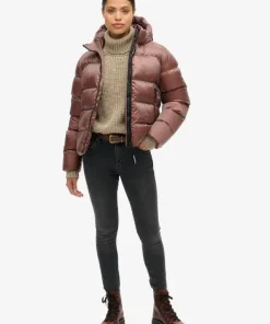 Hooded Luxe Sports Puffer Brown Jacket (1)