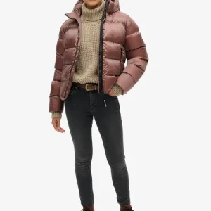 Hooded Luxe Sports Puffer Brown Jacket (1)