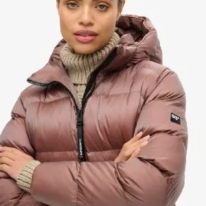 Hooded Luxe Sports Puffer Brown Jacket (2)