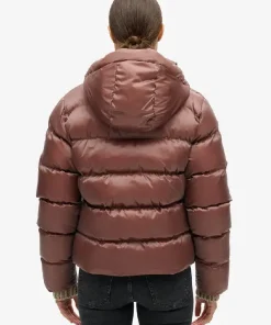 Hooded Luxe Sports Puffer Brown Jacket (3)
