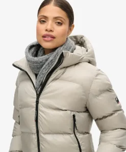 Hooded Luxe Sports Puffer Light Gray Jacket (1)