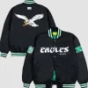 PHILADELPHIA EAGLES GOLF WANG SATIN FULL-SNAP BOMBER JACKET