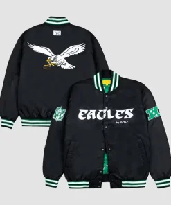 PHILADELPHIA EAGLES GOLF WANG SATIN FULL-SNAP BOMBER JACKET