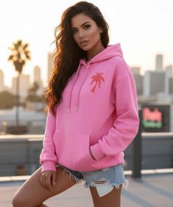Pink Palm Puff Hoodie
