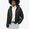Sports Puffer Bomber Black Jacket