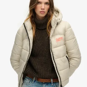 Sports Puffer Bomber Cream Jacket