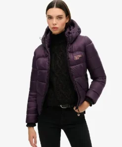 Sports Puffer Bomber Purple Jacket