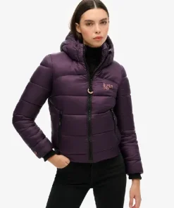 Alternative view of Sports Puffer Bomber Purple Jacket