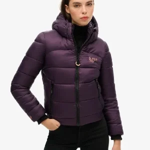 Alternative view of Sports Puffer Bomber Purple Jacket
