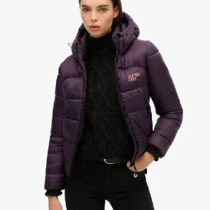 Sports Puffer Bomber Purple Jacket
