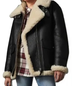 Womens Aviator Ivory Shearling Jacket (2)