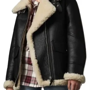 Womens Aviator Ivory Shearling Jacket (2)