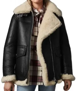 Womens Aviator Ivory Shearling Jacket