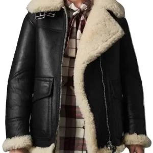 Womens Aviator Ivory Shearling Jacket