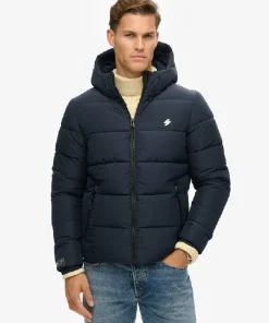 Hooded Sports Puffer Black Jacket (2)