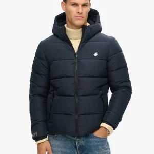 Hooded Sports Puffer Black Jacket (2)