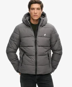 Hooded Sports Puffer Gray Jacket (3)