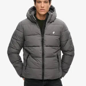 Hooded Sports Puffer Gray Jacket (3)