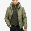 Hooded Sports Puffer Green Jacket