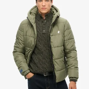 Hooded Sports Puffer Green Jacket
