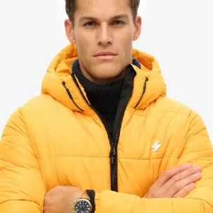 Hooded Sports Puffer Yellow Jacket (1)
