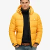 Hooded Sports Puffer Yellow Jacket