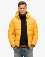 Hooded Sports Puffer Yellow Jacket