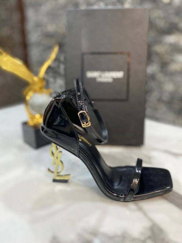 Inspired YSL Black Patent Leather Opyum Ankle Strap Sandals
