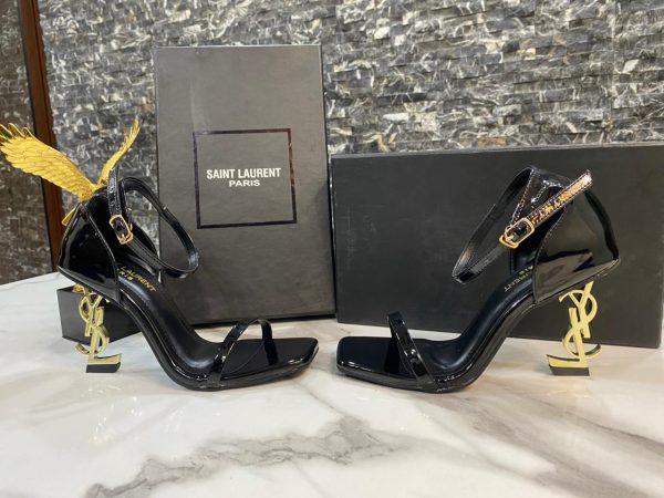 Inspired YSL Black Patent Leather Opyum Ankle Strap Sandals