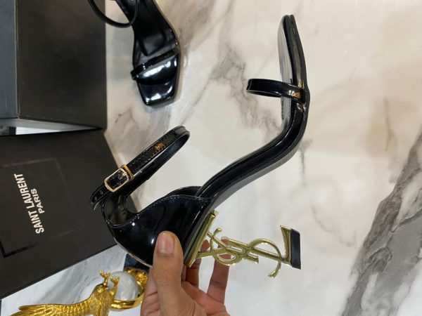 Inspired YSL Black Patent Leather Opyum Ankle Strap Sandals
