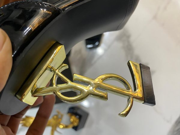 Inspired YSL Black Patent Leather Opyum Ankle Strap Sandals