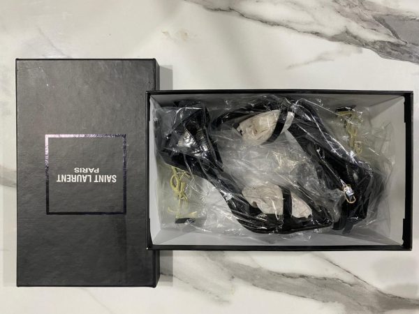 Inspired YSL Black Patent Leather Opyum Ankle Strap Sandals