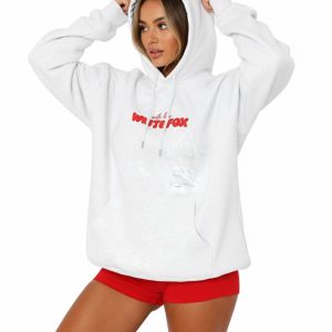 Alternative view of White Fox With Love Hoodie