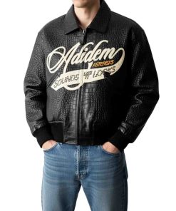 Crocodile Cursive Leather Bomber